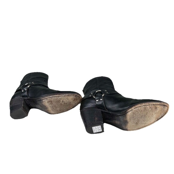 Frye Women’s Western 9 1/2 Black Leather Tabitha Harness Short Ankle Boots - Picture 6 of 8